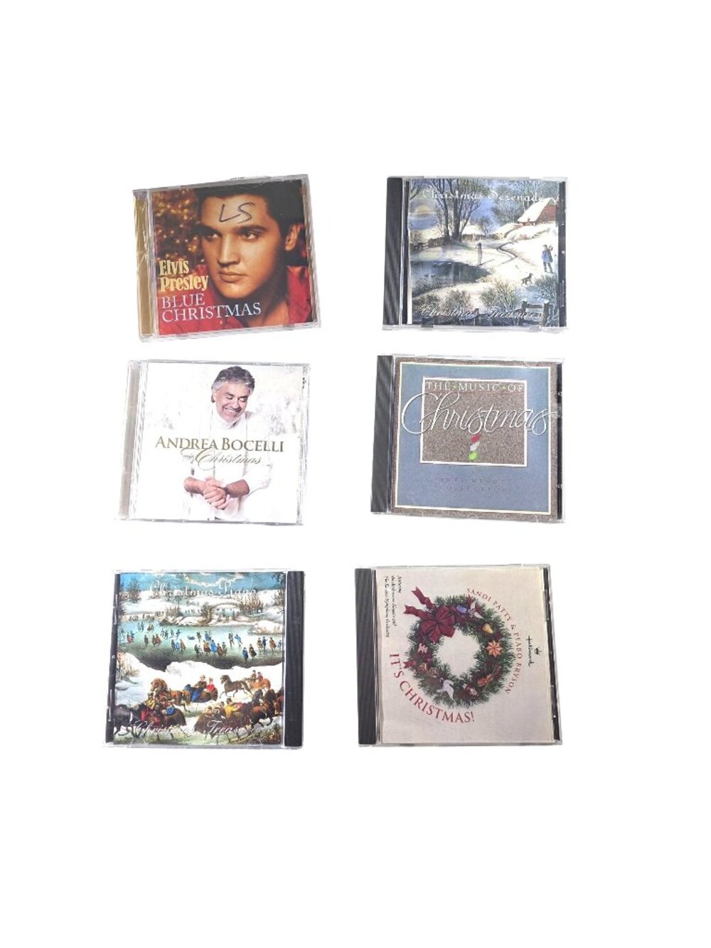 Set Of 6 Christmas Music CDs Elvis Presley Andrea Bocelli peabo bryson hallmark